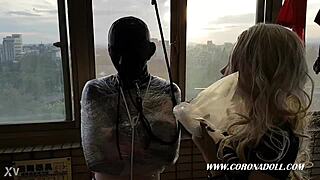 Feeling the tight bondage in my 1mm rubber mask outdoors