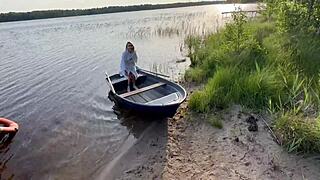 Risky outdoor sex with hot blonde in fishnets, dang I’m nervous