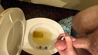 He strokes his monster cock during masturbation, feeling horny with his big dick