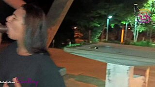 Hot Babe Struggles with Huge Cock in Public