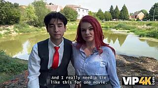 Watch Miss Olivia show red lingerie and get fucked in public in front of her boyfriend?