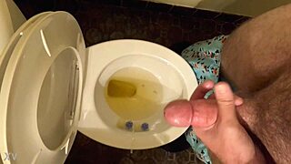 He strokes his monster cock during masturbation, feeling horny with his big dick