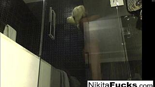 Nikita Von James teases her boobs and pussy in sexy shower masturbation