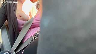 Artemisia Love Flashes Big Boobs During Car Ride As Horny Italian Milf!