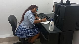 18 years old and studying computer classes half-naked because I'm just too hot! 😅