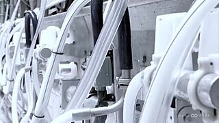 Hardwerk Hologang orgy with Lucy Huxley in striptease and double penetration