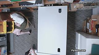 cute redhead thief gets drilled hard by mall security after getting caught on hidden cam