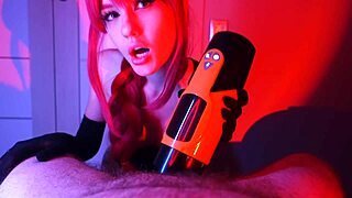 i satisfy him with our new sex toy and finish with a blowjob