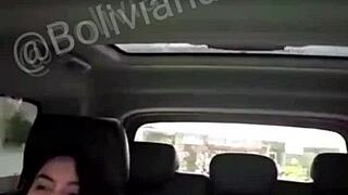 Mimi rides naked in the car to the motel for sex.