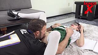 she bangs her friend's stepfather right after his sweaty training session