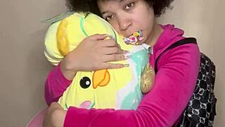 hot school girl babysitter teases older daddy to cum