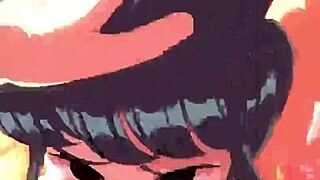 Komi san blowjob with big tits and horny cock sucking leading to cumshot