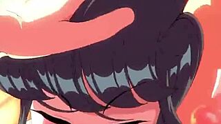 Komi san blowjob with big tits and horny cock sucking leading to cumshot