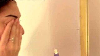 mel khalifa, a skinny brunette nerd with small tits, takes a solo bath and gets ready to meet her amateur follower