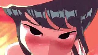 Komi san blowjob with big tits and horny cock sucking leading to cumshot