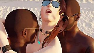 public pleasures with black cock assfucking on the beach