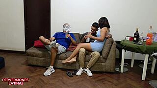 dancing with my stepdad and stepbrother, they end up filling my pussy with cum