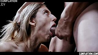 I can't get enough cum, fill me up with more, Steve! Horny fantasy with cum on tits and swallow.