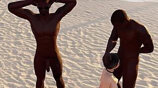 public pleasures with black cock assfucking on the beach