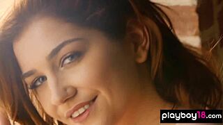 redhead teen skye blue strips and shows pierced nipples