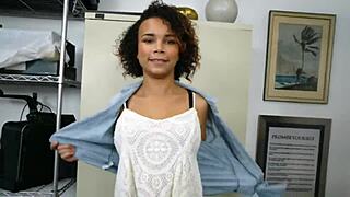 Horny Casting Director Subdues Brunette with Afro!