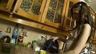 Teen Pauline's oily dildo session getting frisky?