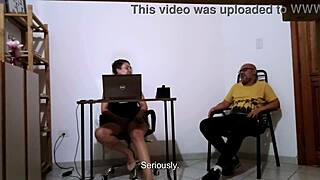 Secretary Masturbates Solo Then Fucks Client at Law Reception Desk