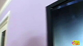 Angela Stone fucks her big titty brunette friend with a strapon hard