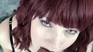 Alt redhead babe sucks cock before missionary fuck