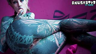 tattooed goth slut fisting her tight asshole in solo anal play