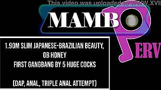 slim japanese-brazilian honey in wild 5-cock gangbang mess
