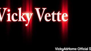 blonde vicky vette in lingerie drills herself with a dildo until she climaxes hard. what a wild show!