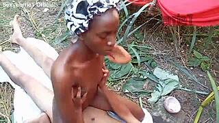 hey, you wanna bang this ebony housewife bent over in the bush?