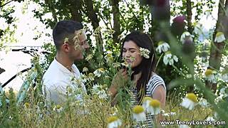 Teeny Lovers Present Agile Ariana Shaine Fucked Balls Deep in Outdoor Anal.