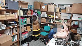 Brunette in police uniform blowjob