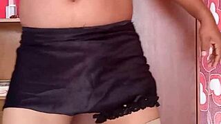 She dances seductively in her pink thong and nylon pantyhose.