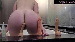 Perfect Ass and Natural Tits Fucked by Three White Guys, Sophie Helenass Moaning Loudly