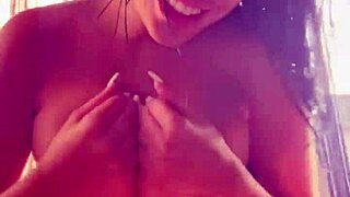 Busty brunette sapphire masturbates to orgasm in lingerie