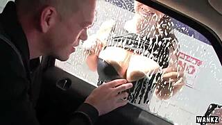 Crazy beautiful Marina Visconti gets cum on her big tits in office outdoor scene