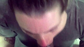 Before work, my latina girlfriend in panties and thong gives sloppy deepthroat blowjob to my cock.