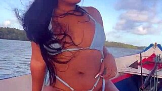 Bold Brazilian Latina Wife Rides Ass on Boat in Bikini.