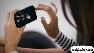 Sexy Brunette Babe Moans As She Finger Fucks Shaved Pussy