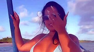 Bold Brazilian Latina Wife Rides Ass on Boat in Bikini.