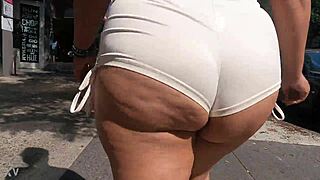Milf Flashes Ass in Mini Shorts While Walking Public Streets