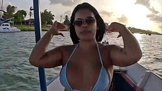 Bold Brazilian Latina Wife Rides Ass on Boat in Bikini.