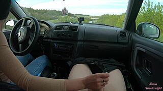 Public road car handjob slut housewife amateurs long hair