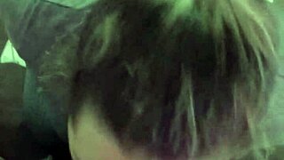 Before work, my latina girlfriend in panties and thong gives sloppy deepthroat blowjob to my cock.