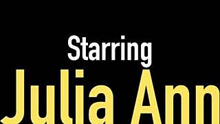 hot busty milf julia ann sets up a masturbation station at the office, talking dirty while assfucking herself in heels and shoes