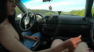 Public road car handjob slut housewife amateurs long hair