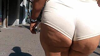 Milf Flashes Ass in Mini Shorts While Walking Public Streets